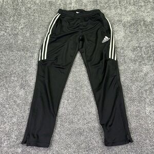Adidas Track Pants Mens Medium Black ClimaCool Tapered Zip Hem Pockets Soccer